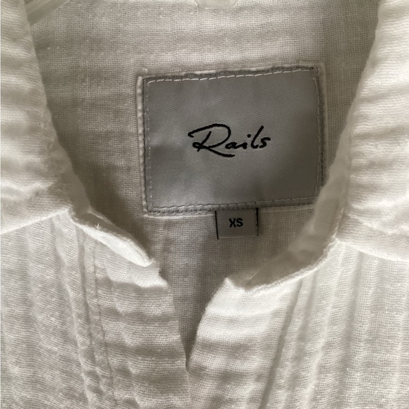 Rails Ellis Shirt XS White Gauze 100% Organic Cotton - Picture 10 of 11